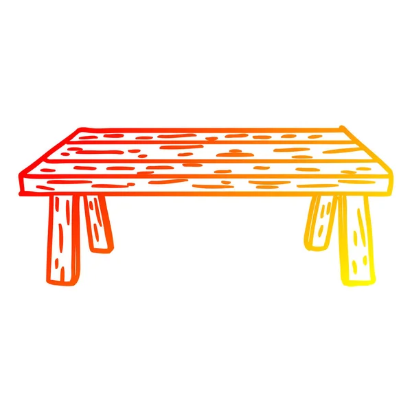Sıcak degrade çizgi çizim ahşap masa — Stok Vektör