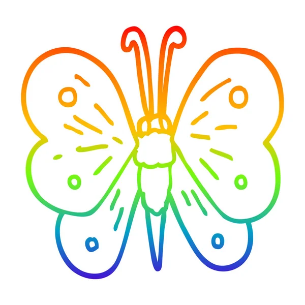 Duhový gradient čára kresba kreslený motýl — Stockový vektor