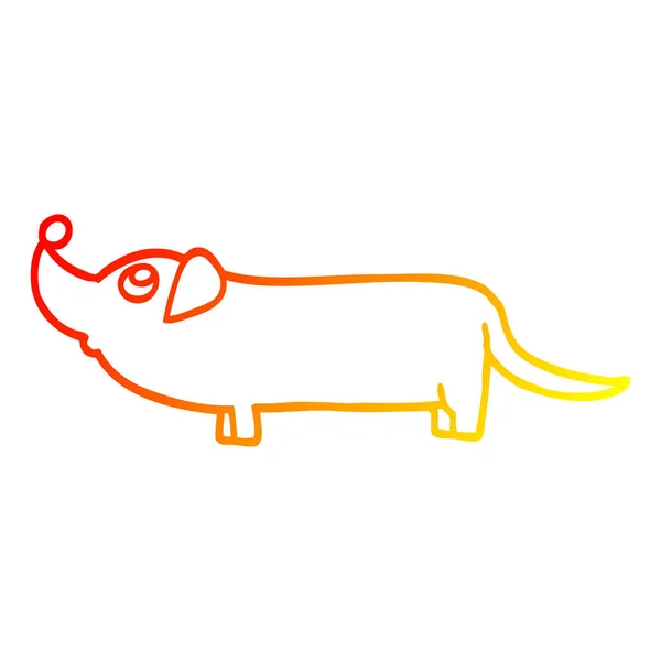 Línea de gradiente caliente dibujo de dibujos animados dachshund — Vector de stock