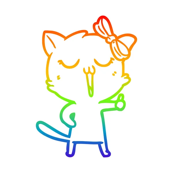 Arco iris gradiente línea dibujo dibujos animados gato — Archivo Imágenes Vectoriales