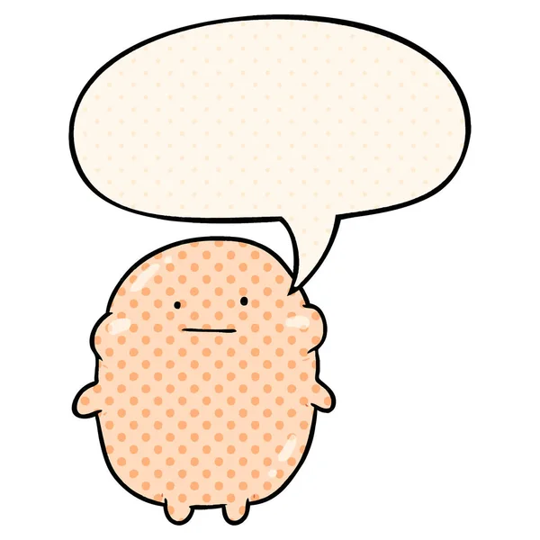 Милий жирний мультфільм людина і мовна бульбашка в стилі коміксів — стоковий вектор