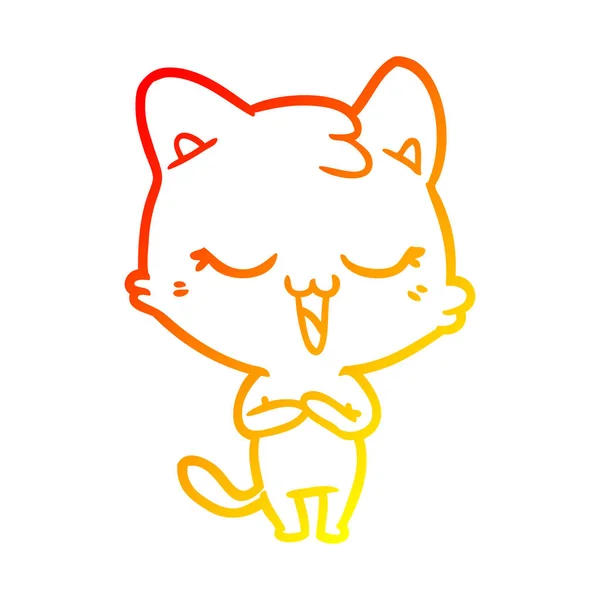 Meleg színátmenet vonal rajz boldog Cartoon Cat — Stock Vector