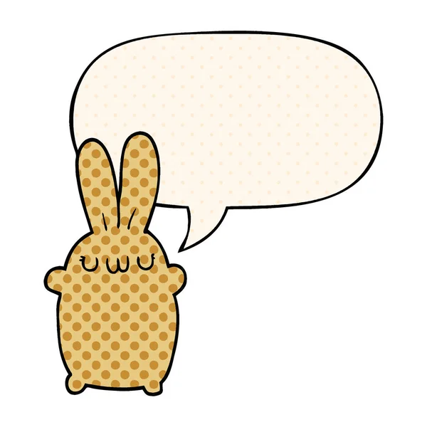 Conejo de dibujos animados y burbuja del habla en estilo de cómic — Vector de stock