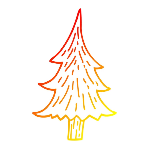 漫画の松の木を描く暖かいグラデーションライン — ストックベクタ