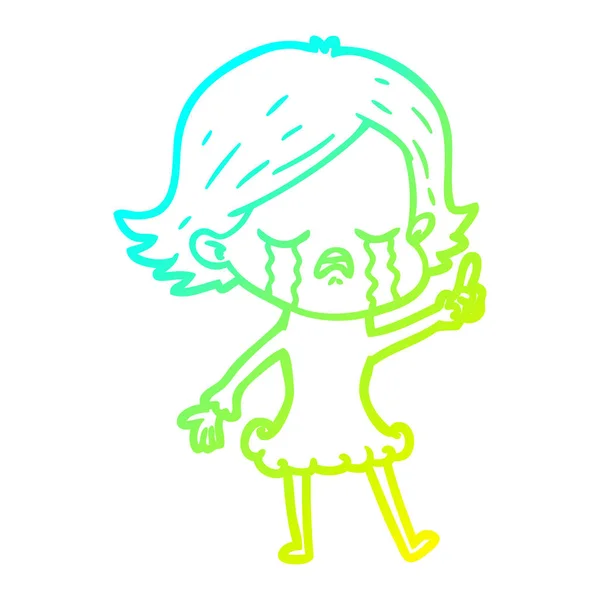 Obrázek studené přechodové čáry kreslená dívka pláč — Stockový vektor