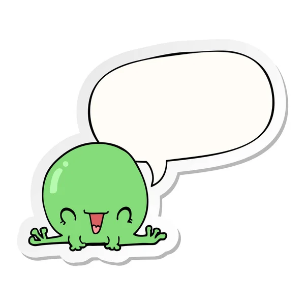 卡通青蛙和语音泡泡贴纸 — 图库矢量图片