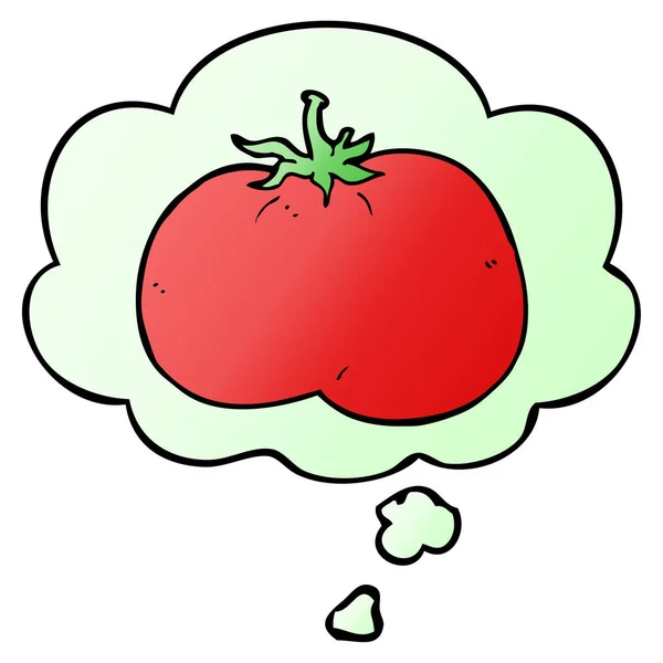 Cartoon-Tomate und Gedankenblase im sanften Gradientenstil — Stockvektor