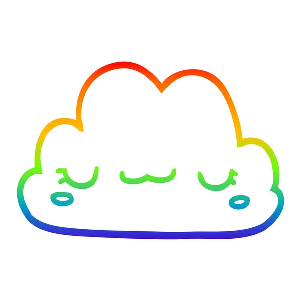 Arco iris gradiente línea dibujo lindo dibujos animados nube — Vector de stock