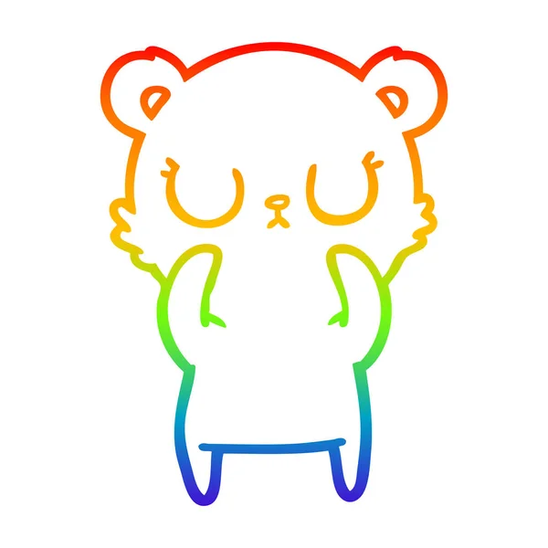 Rainbow gradient linje ritning fredlig tecknad Bear — Stock vektor