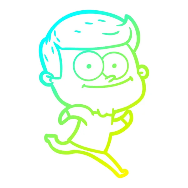 Linea gradiente freddo disegno cartone animato uomo felice — Vettoriale Stock