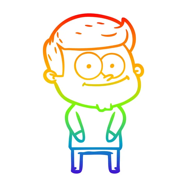 Rainbow gradient linje ritning tecknad lycklig man — Stock vektor