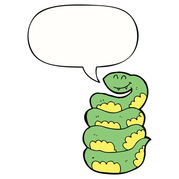 Serpiente de dibujos animados y burbuja del habla — Vector de stock