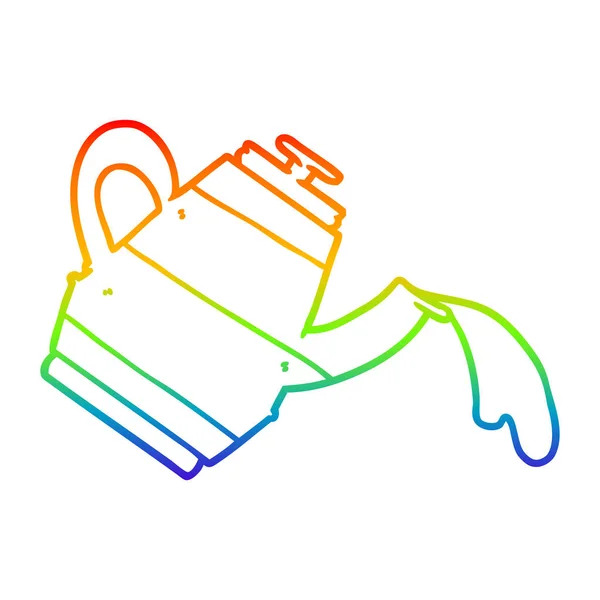 Arco-íris linha gradiente desenho cartoon chaleira — Vetor de Stock