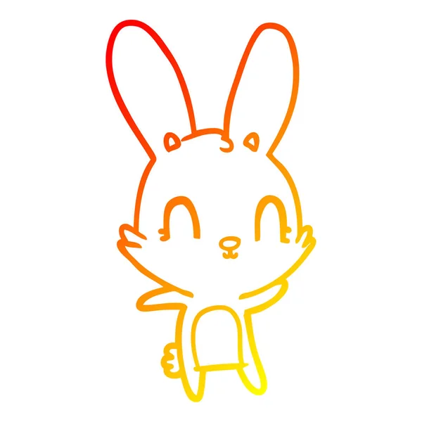 Chaud gradient ligne dessin mignon dessin animé lapin — Image vectorielle
