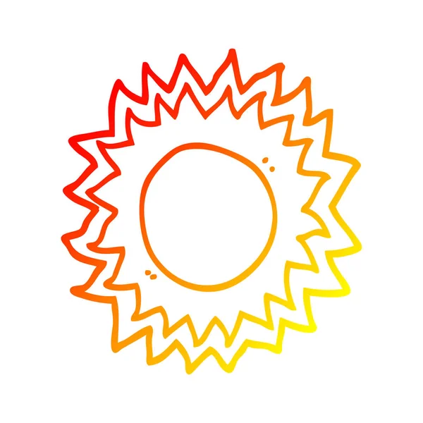 Linha de gradiente quente desenho do sol dos desenhos animados —  Vetores de Stock