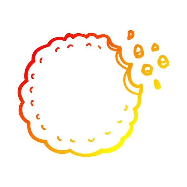 Warme kleurovergang lijntekening cartoon cookie — Stockvector