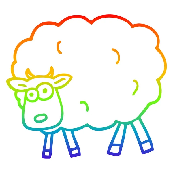 Rainbow gradient line drawing cartoon sheep — Stock Vector