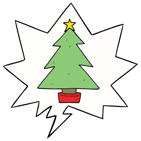 Árbol de Navidad de dibujos animados y burbuja del habla — Archivo Imágenes Vectoriales