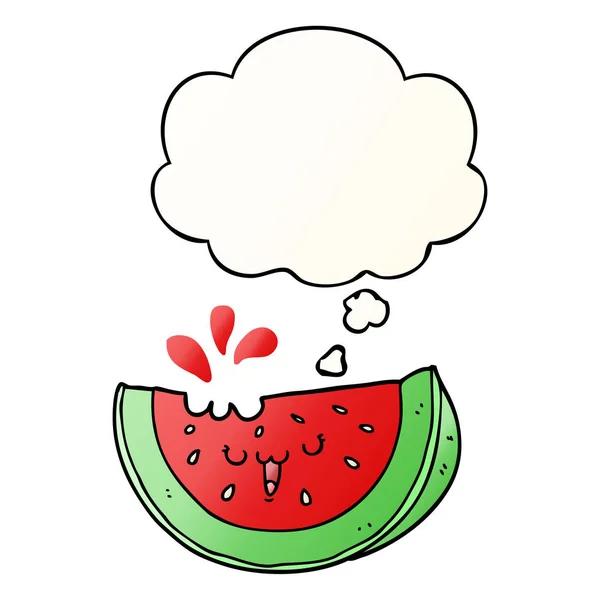 Tecknad vattenmelon och tankebubbla i slät gradient stil — Stock vektor