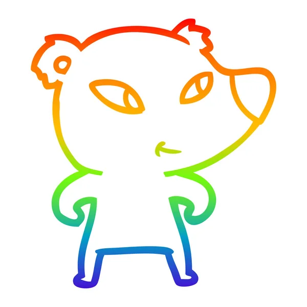 Regenboog gradiënt lijntekening cute cartoon Bear — Stockvector