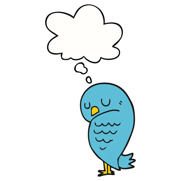 Dibujos animados pájaro y burbuja de pensamiento — Archivo Imágenes Vectoriales