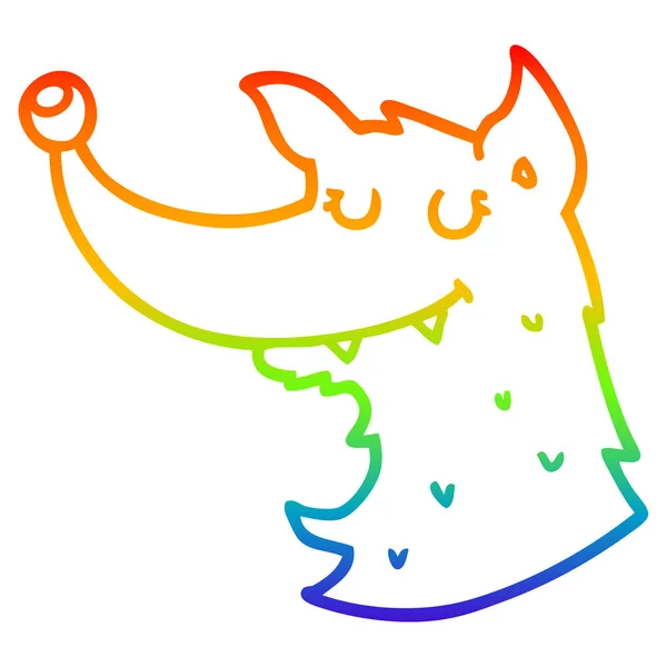 Regenboog gradiënt lijntekening cartoon Wolf — Stockvector