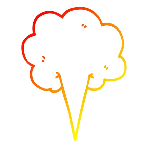 Línea de gradiente caliente dibujo dibujos animados whooshing nube — Vector de stock