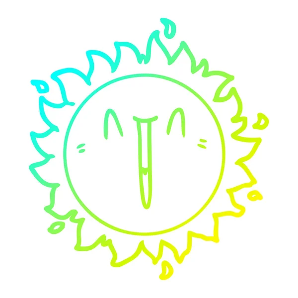 Kylmä kaltevuus linja piirustus onnellinen sarjakuva aurinko — vektorikuva