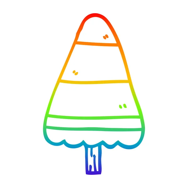 Arco-íris linha gradiente desenho cartoon árvore de Natal —  Vetores de Stock