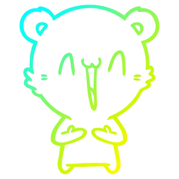 Studený gradient čára kreslení šťastný polární medvěd kreslený — Stockový vektor