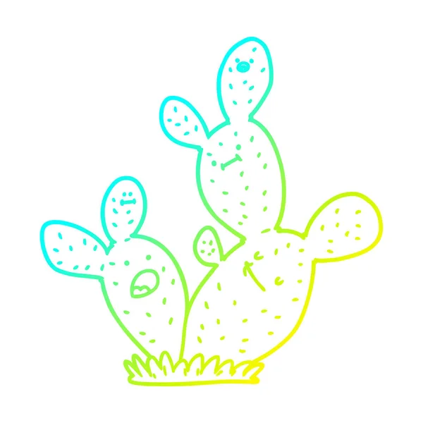 Línea de gradiente frío dibujo cactus de dibujos animados — Vector de stock