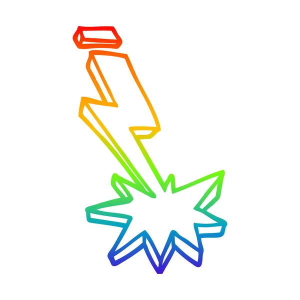 Rainbow gradient ligne dessin dessin dessin animé tonnerre boulon — Image vectorielle