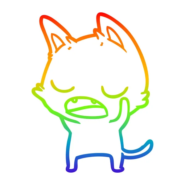 Arco iris gradiente línea dibujo hablando gato dibujos animados — Archivo Imágenes Vectoriales