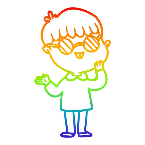 Duhový přechodový řádek kreslený chlapec s brýlemi — Stockový vektor