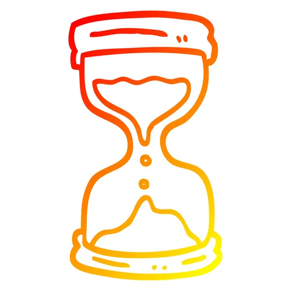 따뜻한 그라데이션 라인 그리기 만화 모래 시계 — 스톡 벡터