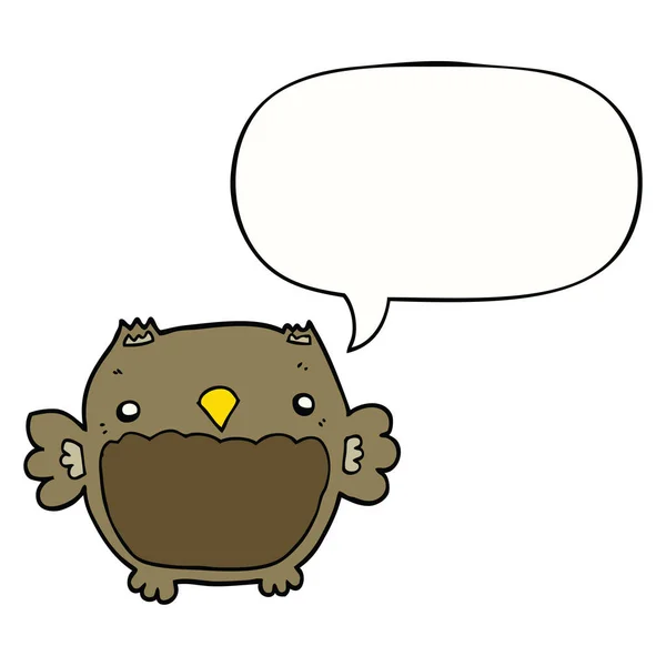 Karikatür baykuş ve konuşma balonu — Stok Vektör