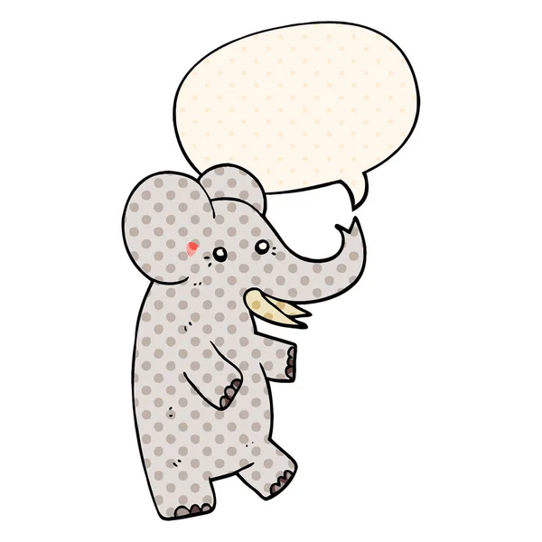 漫画风格的卡通大象和言语泡沫 — 图库矢量图片