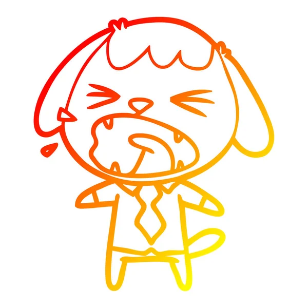 Teplá Přechodová čára kreslení roztomilý kreslený pes štěkot — Stockový vektor