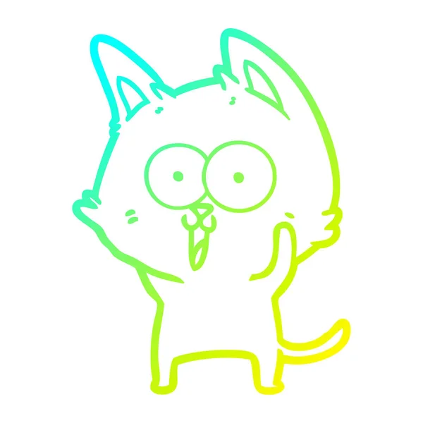 冷たいグラデーションライン描画面白い漫画の猫 — ストックベクタ