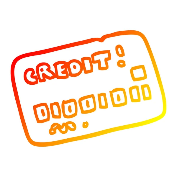 Warme kleurovergang lijntekening cartoon creditcard — Stockvector