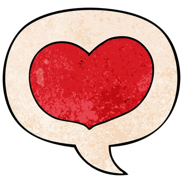 Dessin animé amour coeur et parole bulle dans le style de texture rétro — Image vectorielle