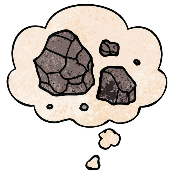 Karikatür kayalar ve grunge doku desen tarzında düşünce balonu — Stok Vektör