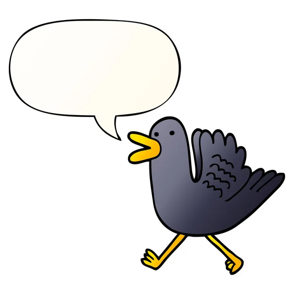 Cartoon Duck running en Speech bubble in vloeiende gradiënt stijl — Stockvector