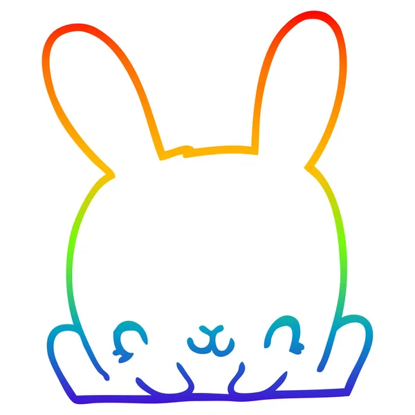 Arco-íris linha gradiente desenho cartoon coelho —  Vetores de Stock