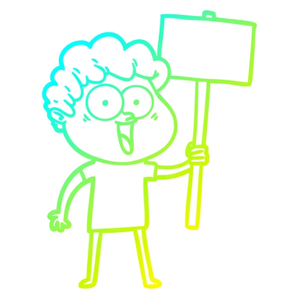 Linea gradiente freddo disegno cartone animato uomo felice — Vettoriale Stock