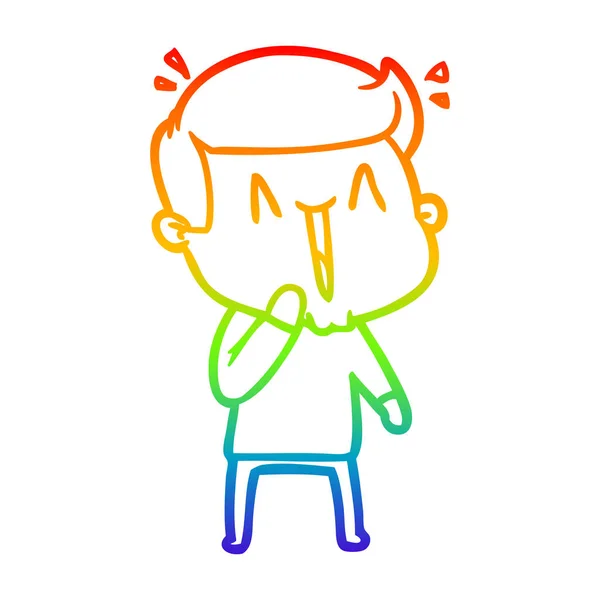 Arco iris gradiente línea dibujo dibujos animados emocionado hombre — Vector de stock