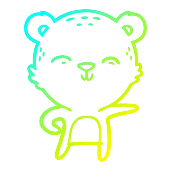 Cold gradient line drawing happy cartoon bear — Stock Vector