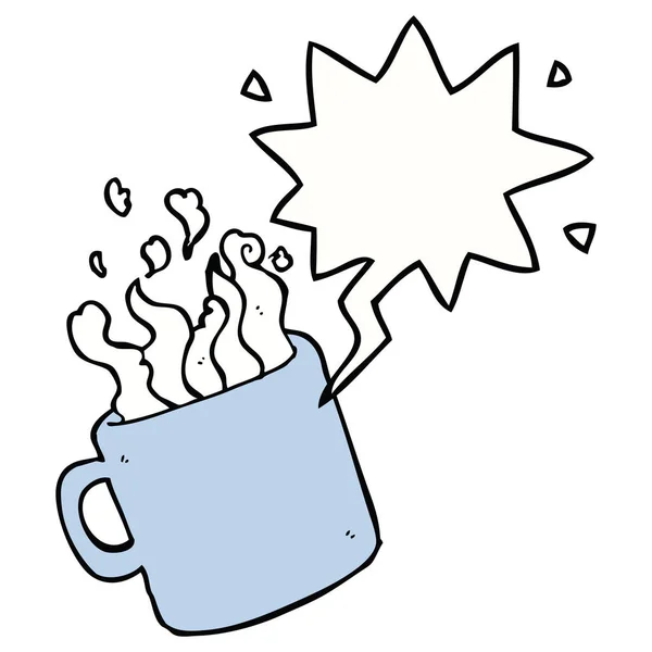 Dibujos animados taza caliente de café y burbuja del habla — Archivo Imágenes Vectoriales