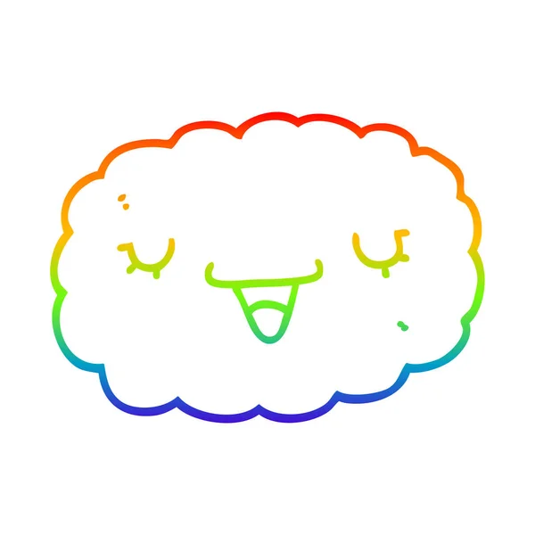Regenbogen-Gradientenlinie Zeichnung Cartoon-Wolke — Stockvektor