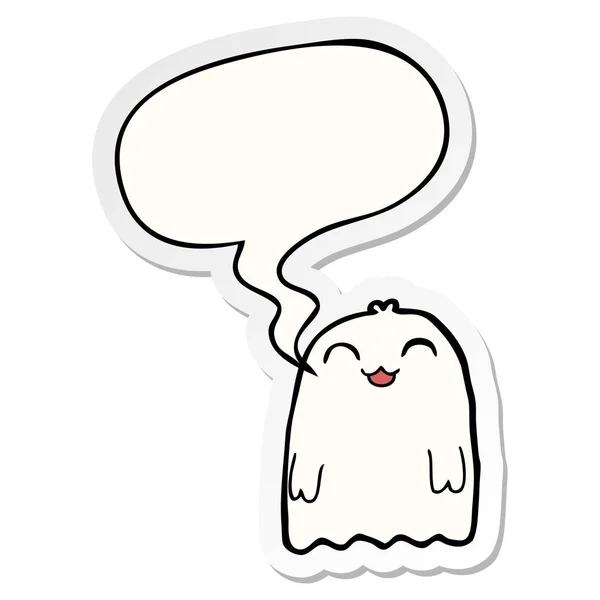 Cartoon Ghost en toespraak bubble sticker — Stockvector